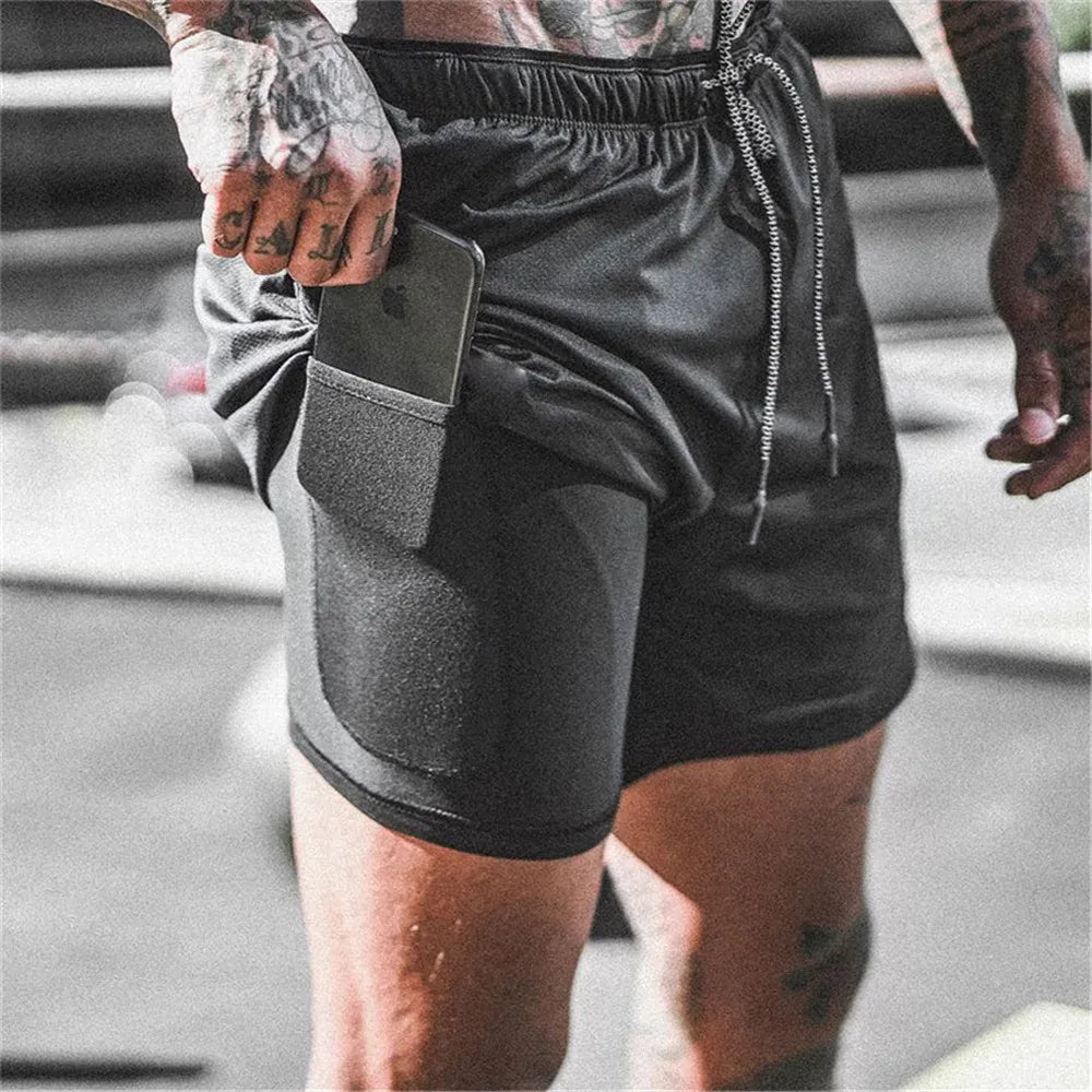 Men 2 in 1 Running Shorts