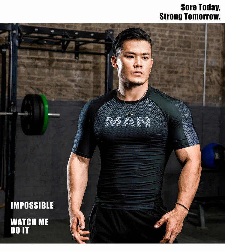 Mens Compression Gym Sweatshirts "MAN"