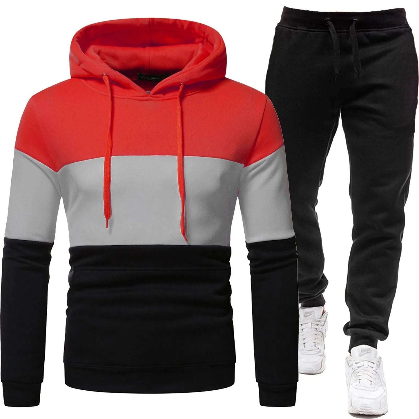 Sport Casual Hooded Sweatshirt and Joggers Tracksuit Set