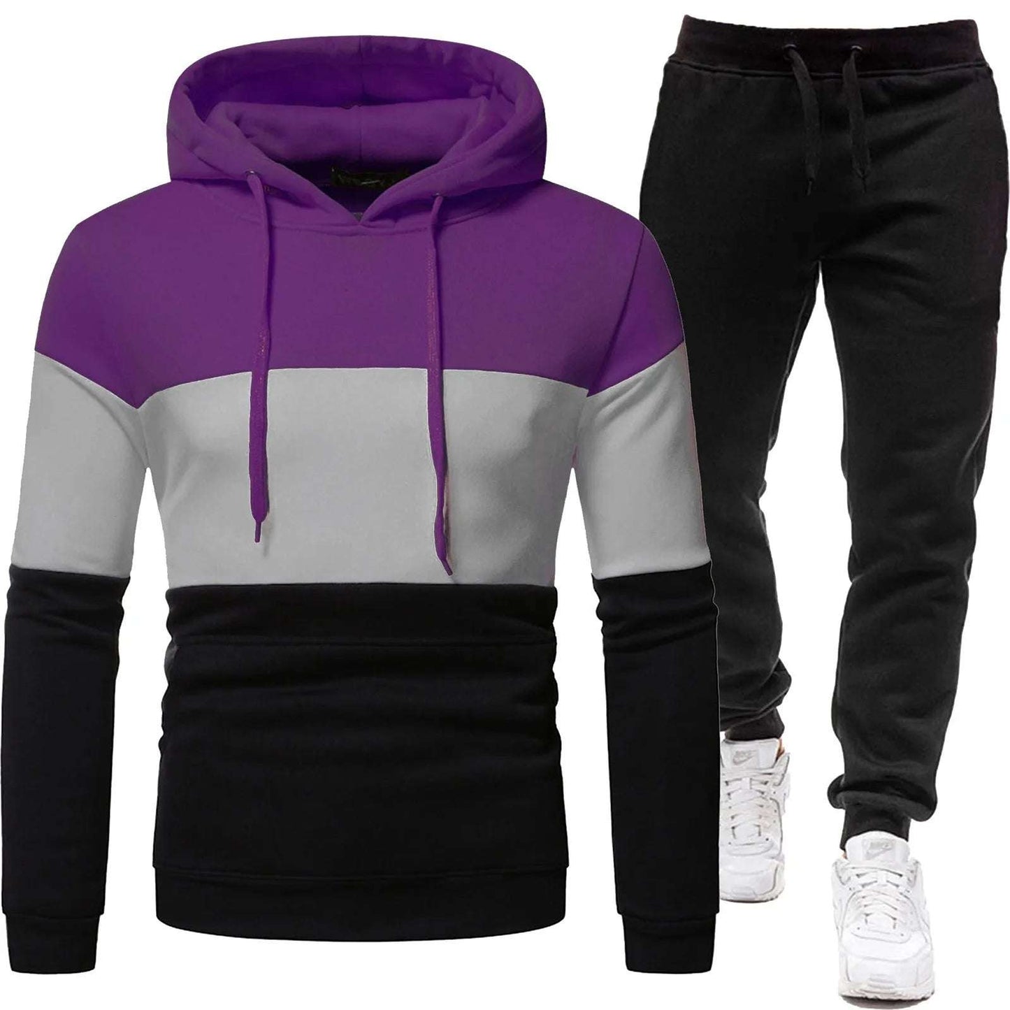 Sport Casual Hooded Sweatshirt and Joggers Tracksuit Set