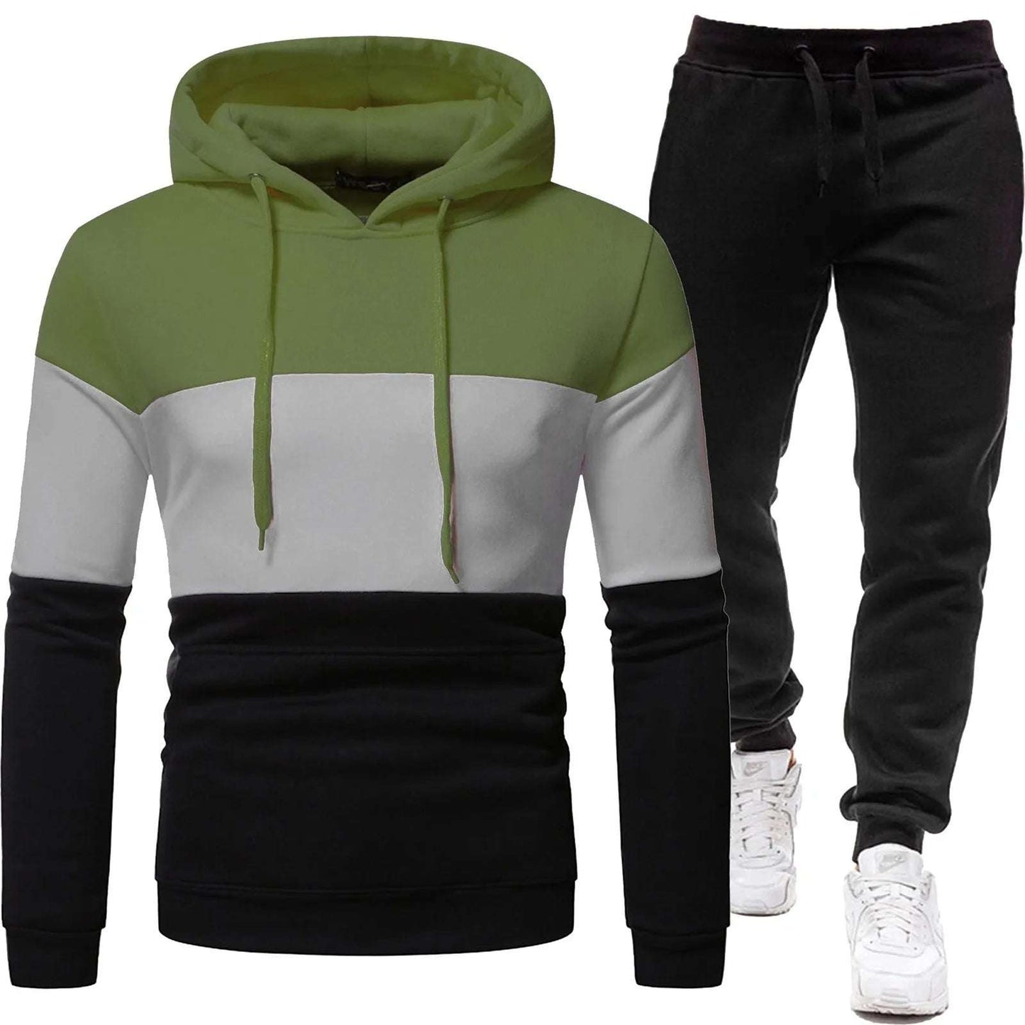 Sport Casual Hooded Sweatshirt and Joggers Tracksuit Set