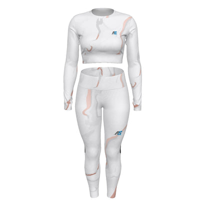 AS Official Women's Sport Set With Backless Top And Leggings- Marble