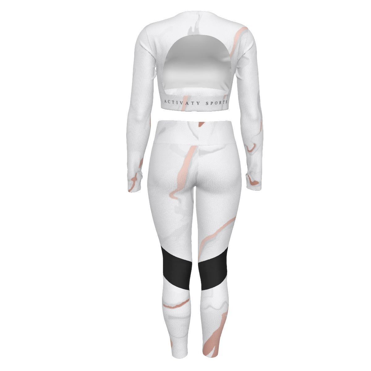 AS Official Women's Sport Set With Backless Top And Leggings- Marble