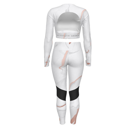AS Official Women's Sport Set With Backless Top And Leggings- Marble