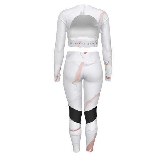 AS Official Women's Sport Set With Backless Top And Leggings- Marble