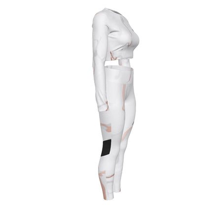 AS Official Women's Sport Set With Backless Top And Leggings- Marble