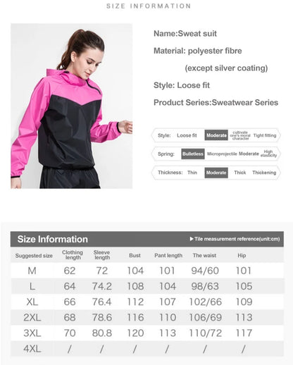 Women/ Men Activaty Outdoor Running Exercise Sauna Suit 2024