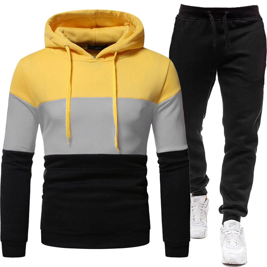 Sport Casual Hooded Sweatshirt and Joggers Tracksuit Set