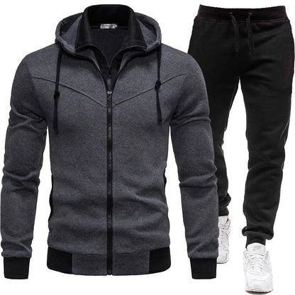 Men's 2 Piece Set Sweatshirt with adjustable Hood+Sweatpants Tracksuit Set