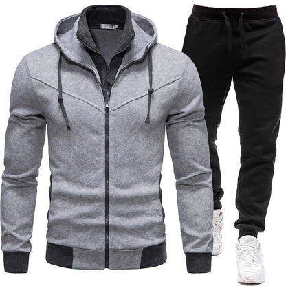 Men's 2 Piece Set Sweatshirt with adjustable Hood+Sweatpants Tracksuit Set