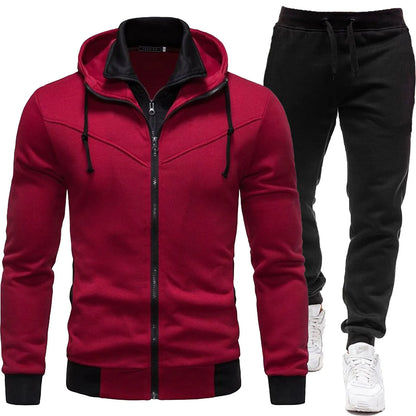 Men's 2 Piece Set Sweatshirt with adjustable Hood+Sweatpants Tracksuit Set