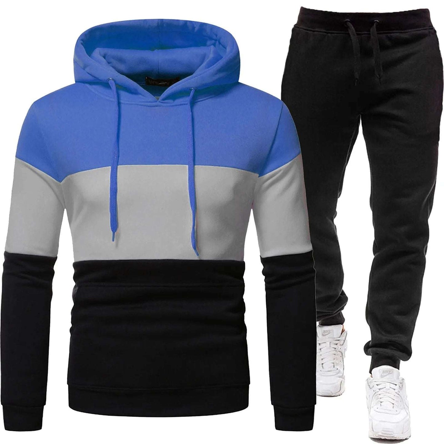 Sport Casual Hooded Sweatshirt and Joggers Tracksuit Set