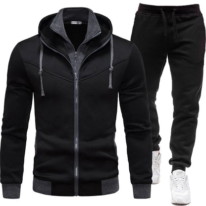 Men's 2 Piece Set Sweatshirt with adjustable Hood+Sweatpants Tracksuit Set